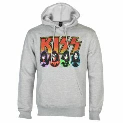 Men's Hoodie Kiss - Logo, Faces & Icons - GREY - ROCK OFF