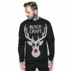 Sweatshirt (no Hood) Men's - Black Metal Rudolph - BLACK CRAFT
