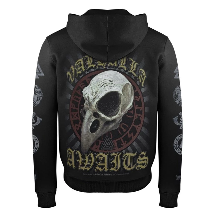 Men's Hoodie VICTORY OR VALHALLA - CROW SKULL