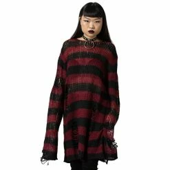 Sweater Unisex KILLSTAR - Dahlia Knit - Black/Wine