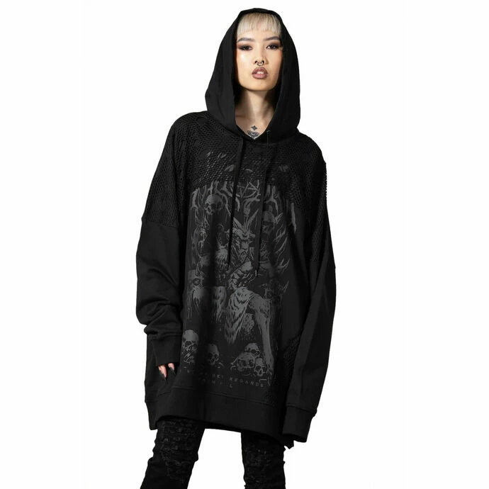 Hoodie Unisex KILLSTAR - The Verge Fishnet - Black